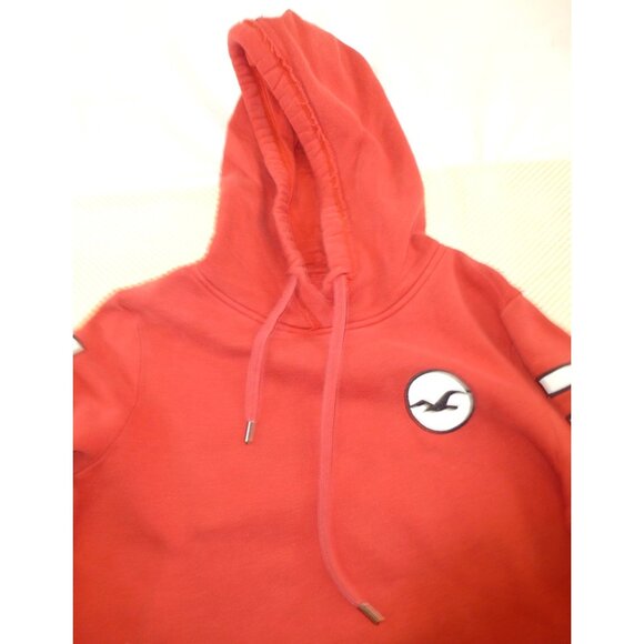 Hollister Red Sleeve Spell Out Graphic Pullover Med Hoodie Soft Fleece Urban Cas - Picture 10 of 12